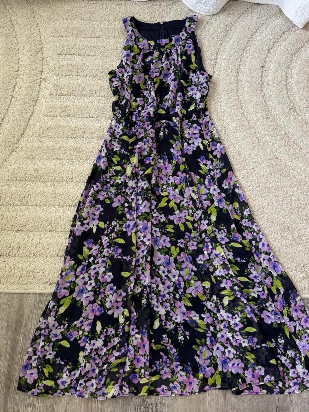 Tommy Hilfiger Black Maxi Dress with Purple Floral Print